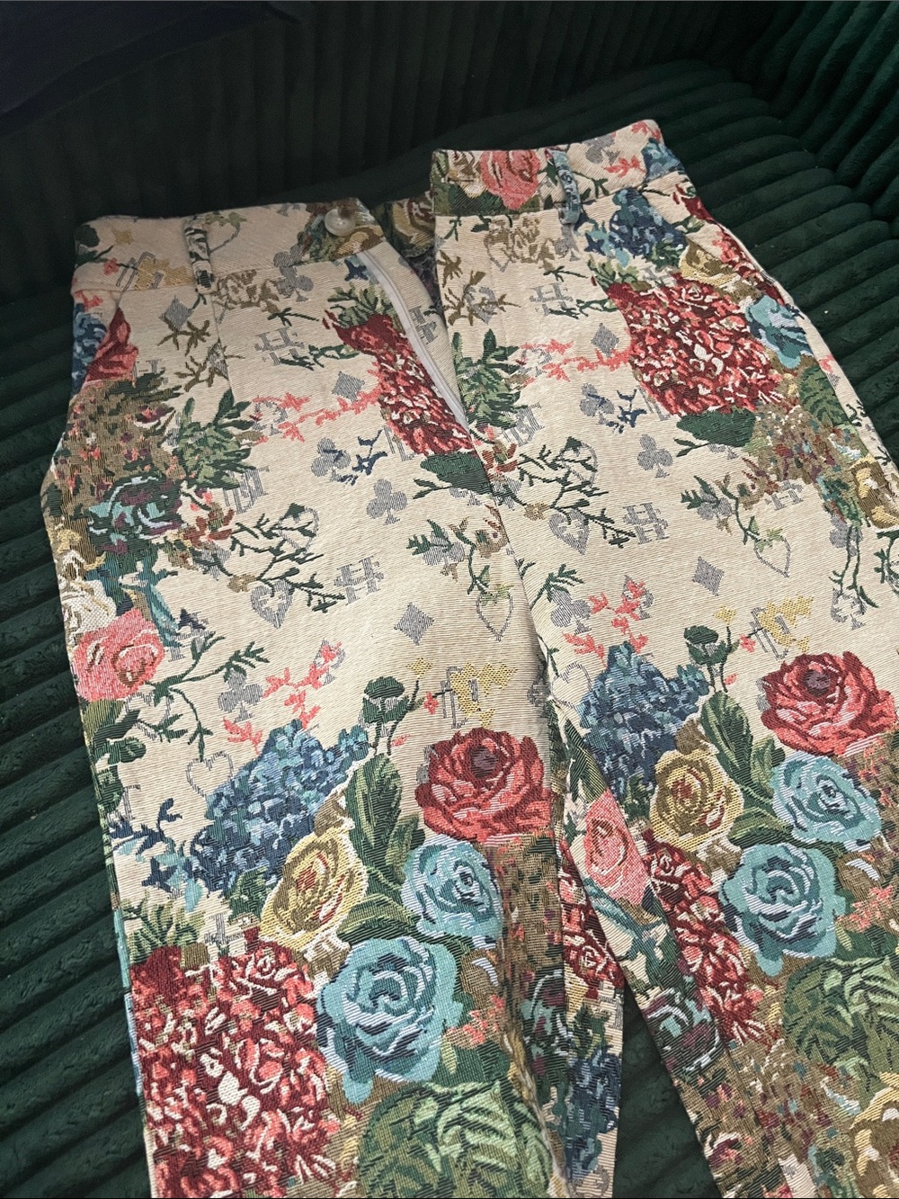 Floral Tapestry High-Waist Pants - Multi Floral